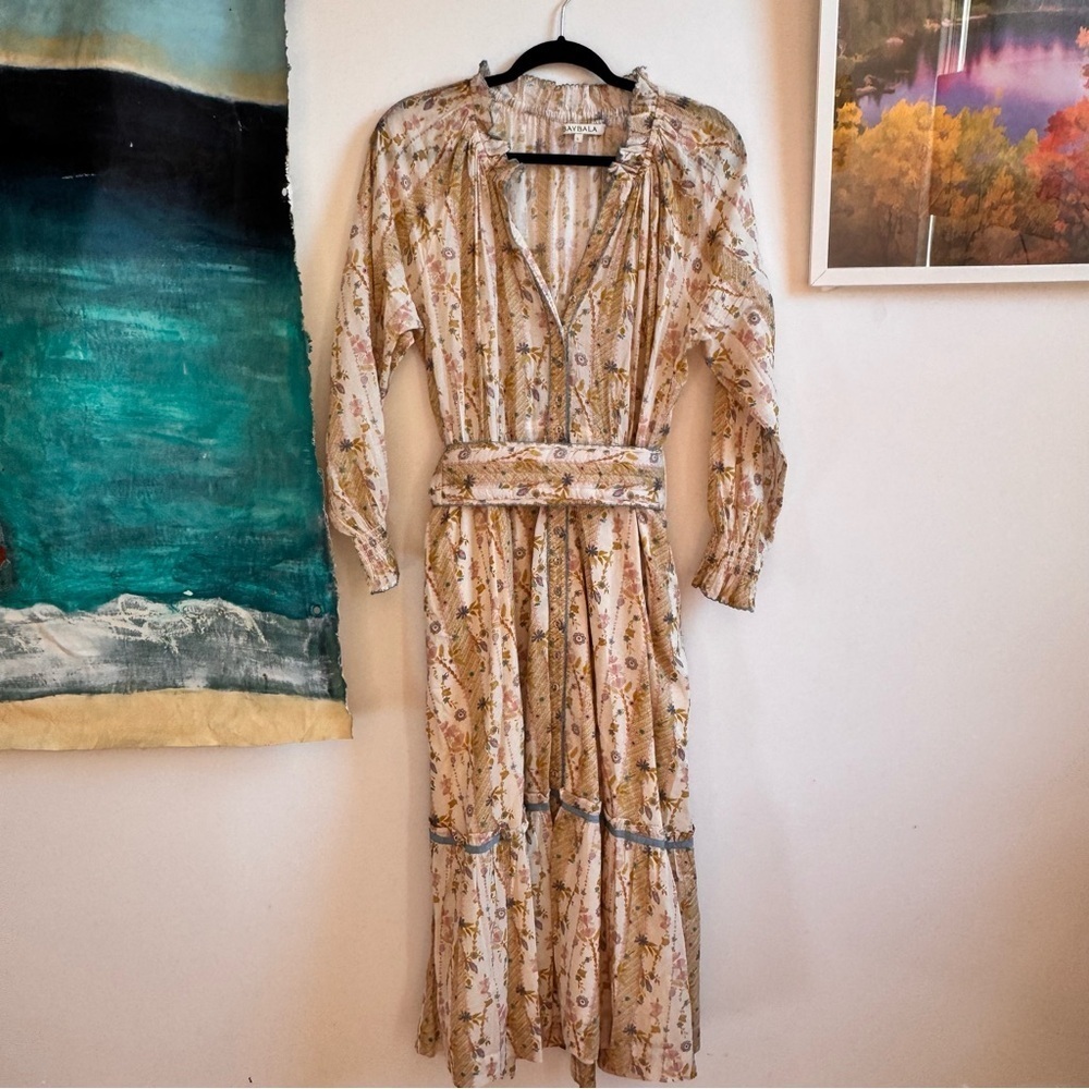 Baybala Lele Dress Floral Cream Pink Boho Large - Picture 2 of 9